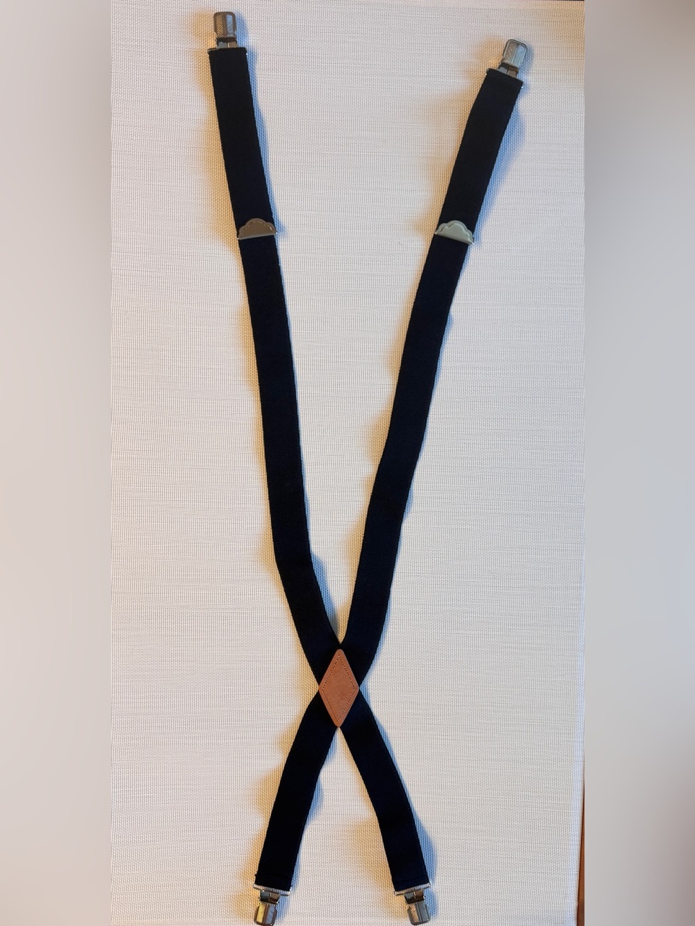 Men's Black Leather-Accent Suspenders